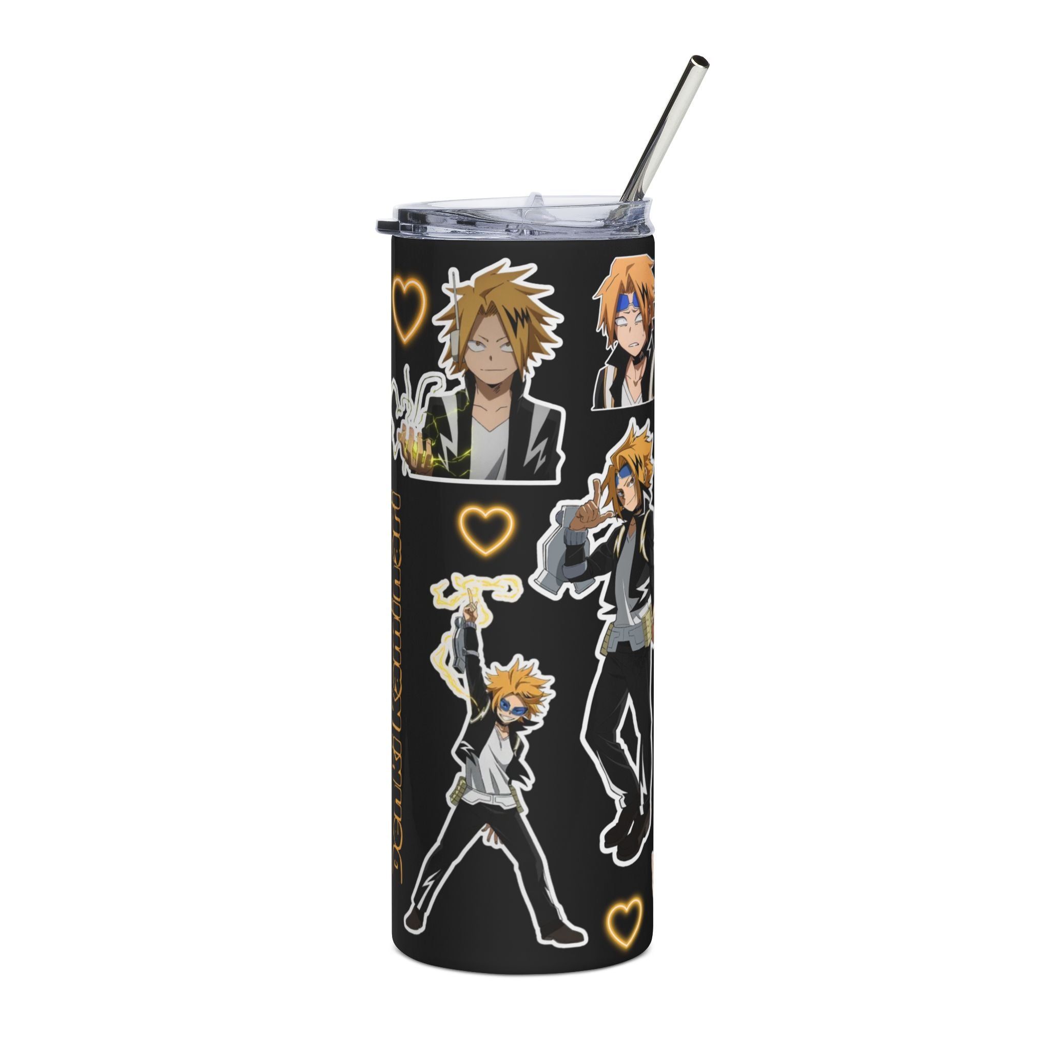 Electric Hero Anime Tumbler | 20oz Stainless Steel Slim Cup | Lightning Themed Drinkware | Cute Manga Style Cup