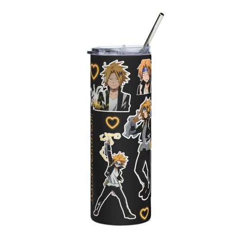 Electric Hero Anime Tumbler | 20oz Stainless Steel Slim Cup | Lightning Themed Drinkware | Cute Manga Style Cup