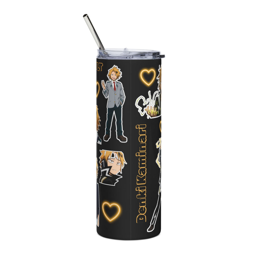 Electric Hero Anime Tumbler | 20oz Stainless Steel Slim Cup | Lightning Themed Drinkware | Cute Manga Style Cup