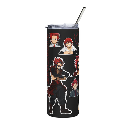 Hardening Hero Inspired Anime Tumbler | 20oz Stainless Steel Cup | Spiky Red Hair Hero Gift | Anime Fan Drinkware