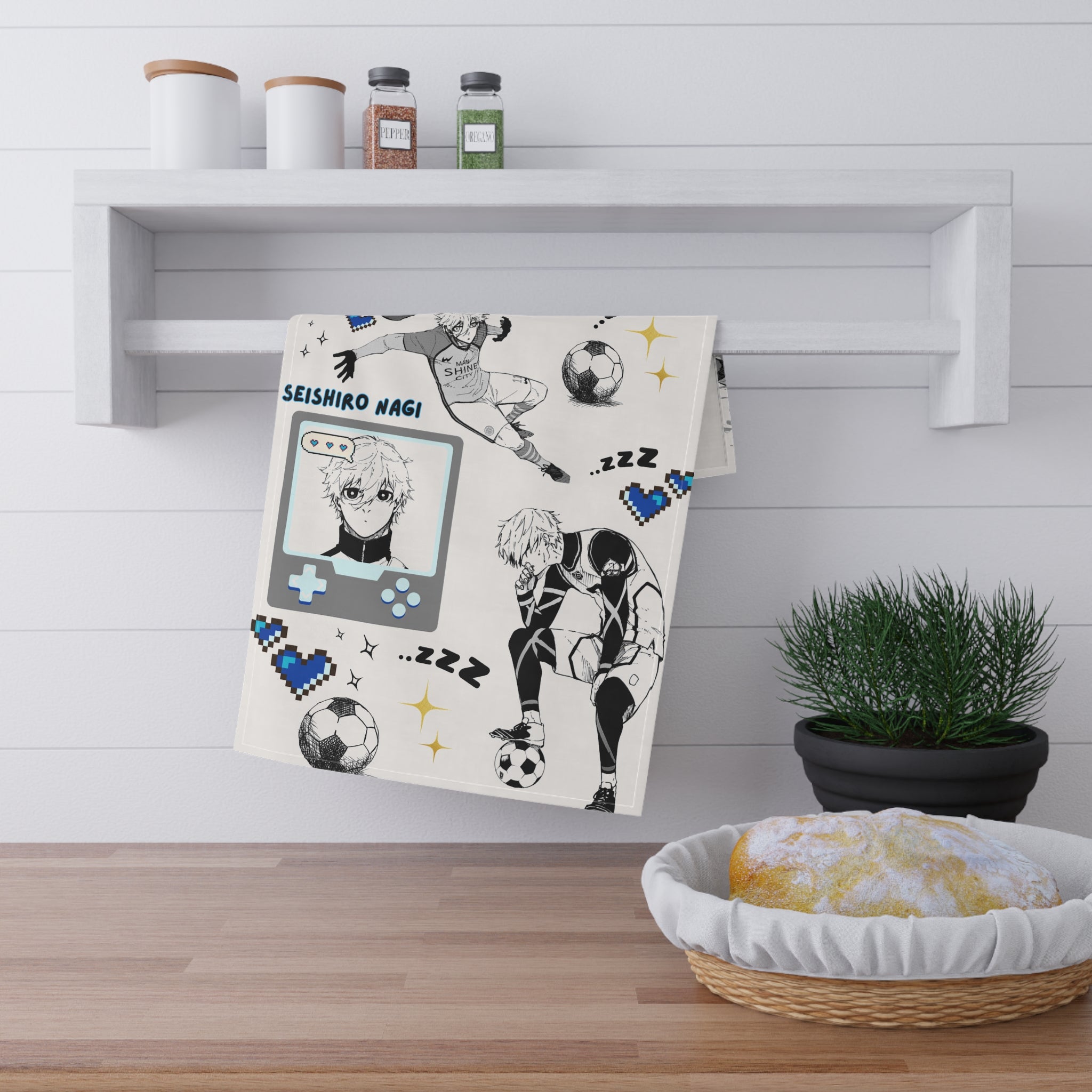 Soccer Anime Tea Towel | Sports Character Illustration | Kitchen Decor | Kitchen Anime Merch