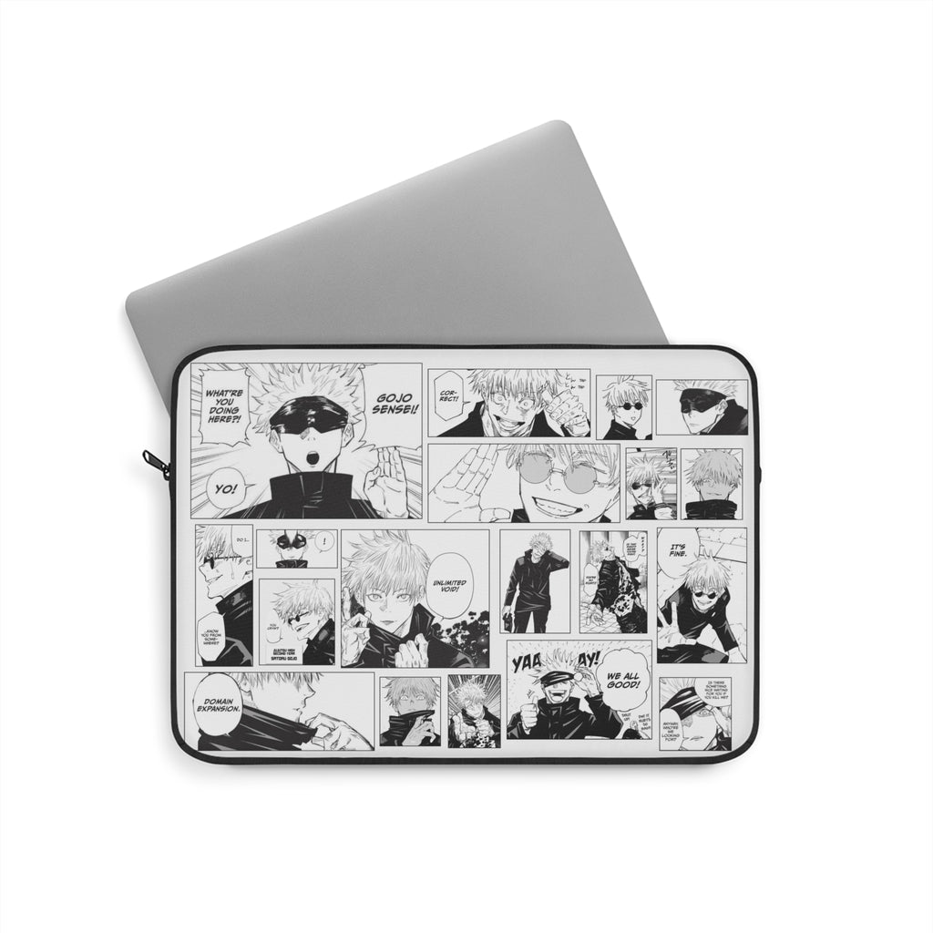 Curse Spirt Manga Panel Collage Laptop Sleeve | Black and White Comic Art | 13" JJK Protective Sleeve