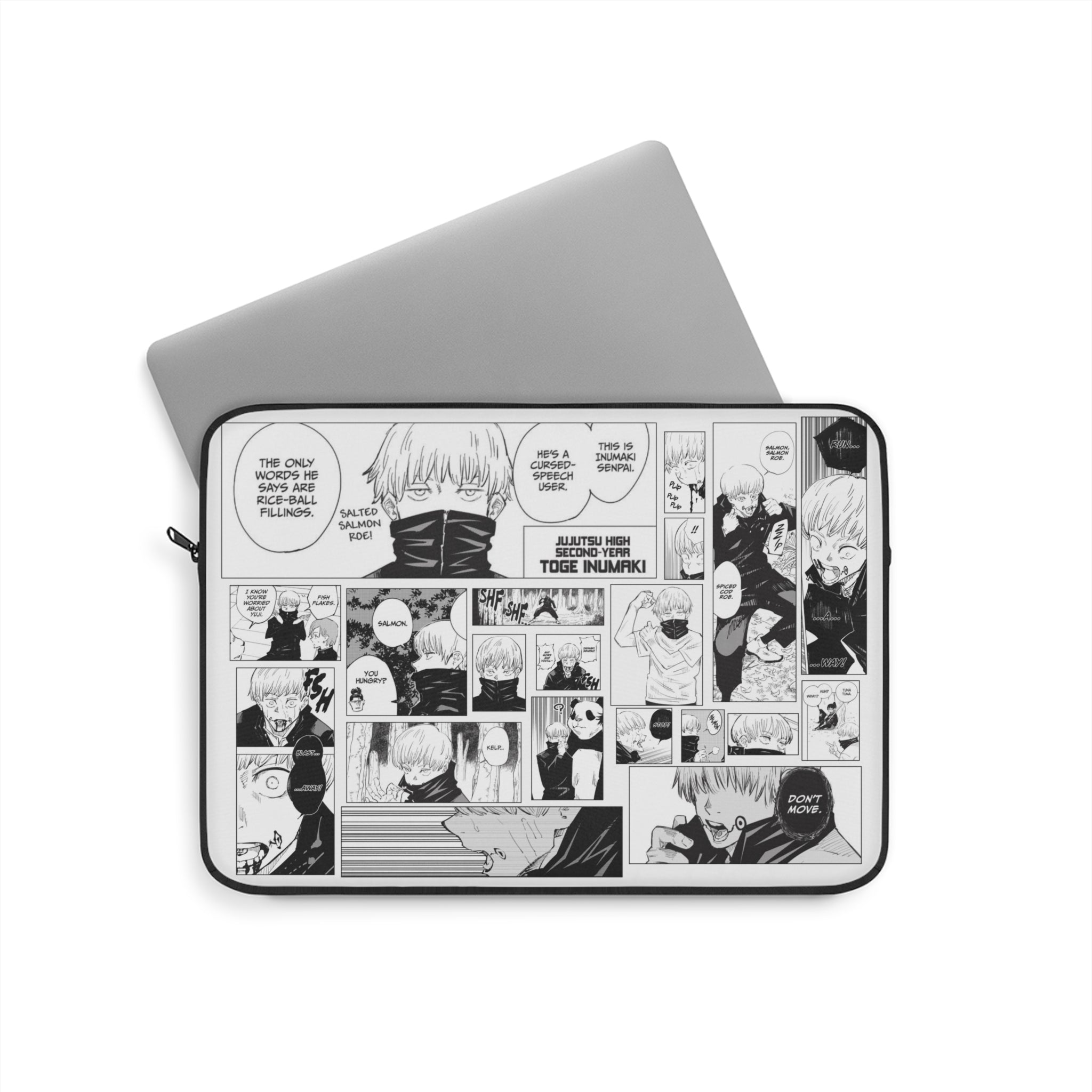 Curse Spirt Manga Panel Collage Laptop Sleeve | Black and White Comic Art | 13" JJK Protective Sleeve