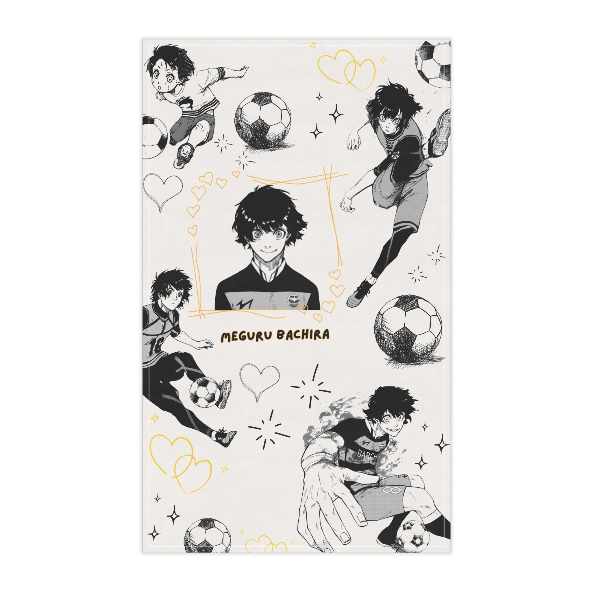 Soccer Anime Tea Towel | Sports Character Illustration | Kitchen Decor | Kitchen Anime Merch
