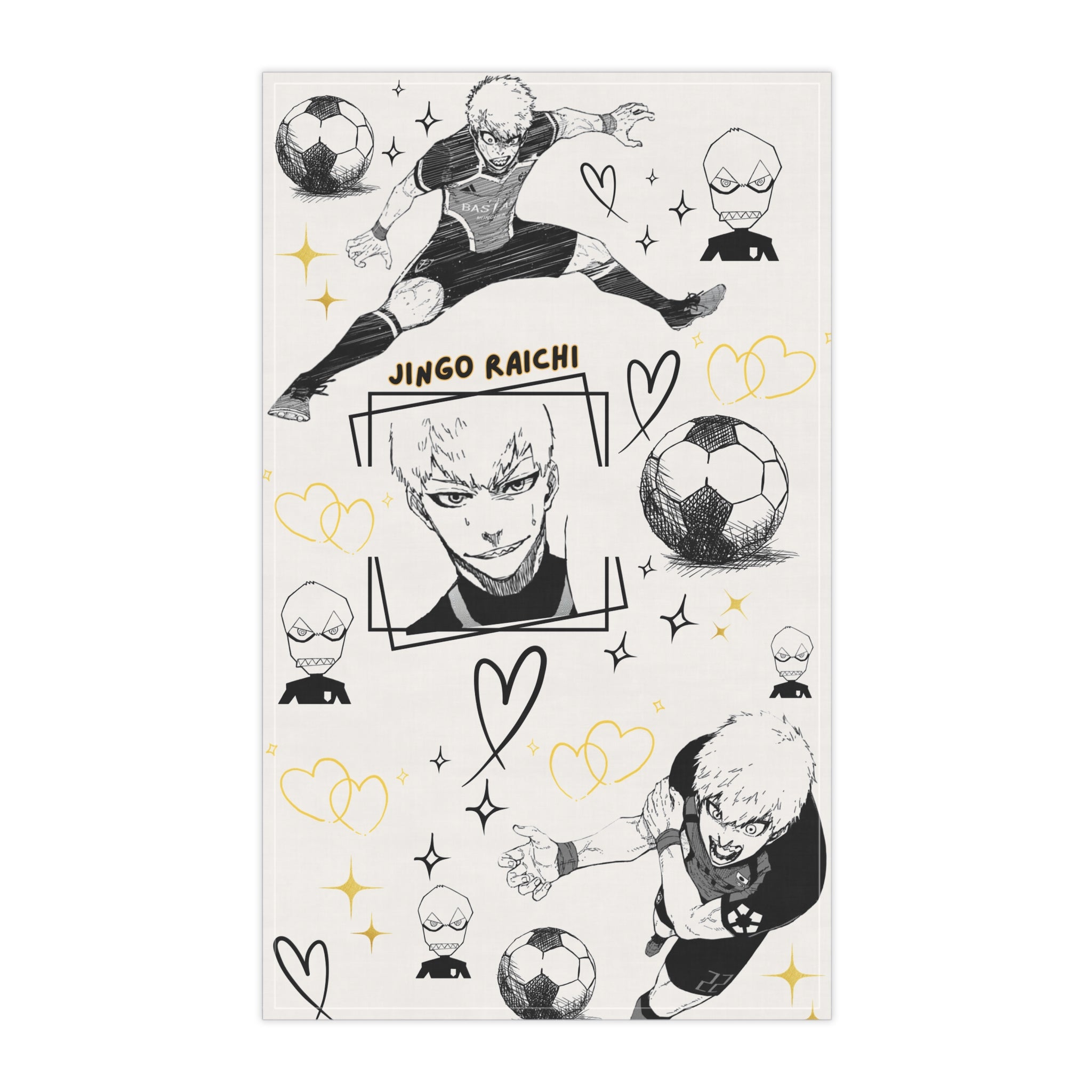 Soccer Anime Tea Towel | Sports Character Illustration | Kitchen Decor | Kitchen Anime Merch