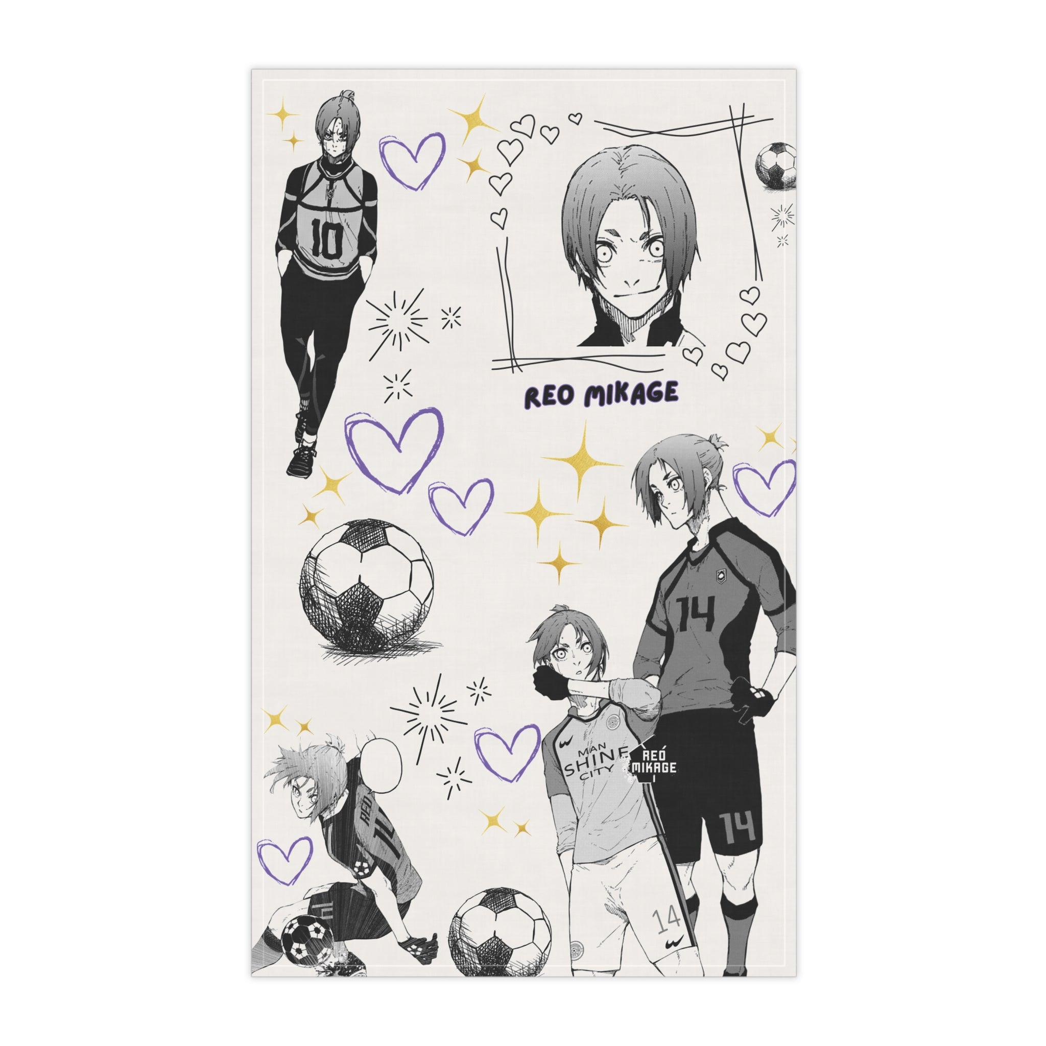 Soccer Anime Tea Towel | Sports Character Illustration | Kitchen Decor | Kitchen Anime Merch